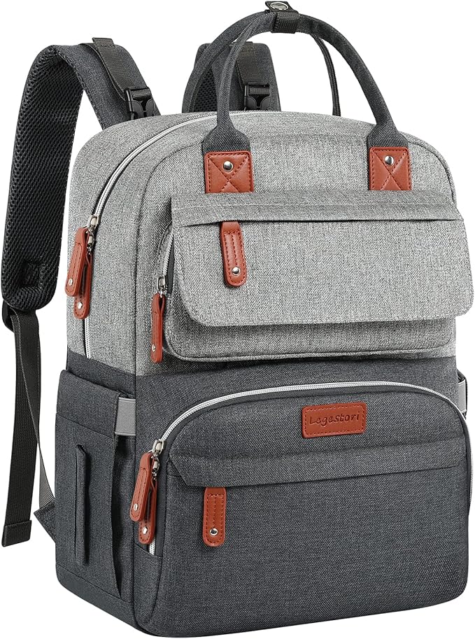 Diaper Bag Backpack, Baby Bag for Boys Girls, Large Diaper Backpack Travel Diaper Bags with Insulated Pockets Baby Registry Search Shower Gifts Newborn Essentials for Mom Dad, Waterproof Grey