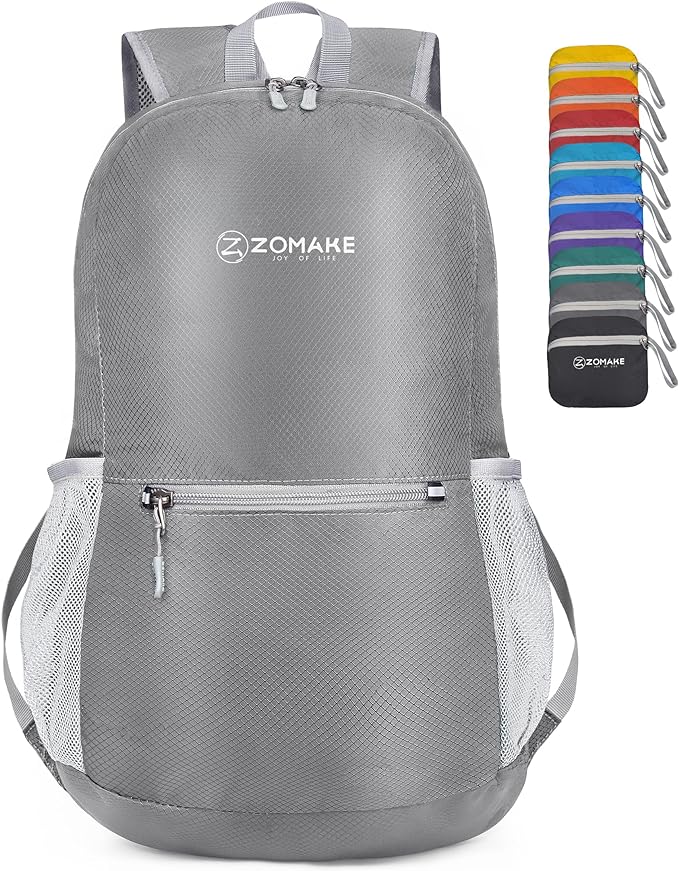 ZOMAKE Ultra Lightweight Hiking Backpack 20L, Packable Small Backpacks Water Resistant Daypack for Women Men(Silver Gray)