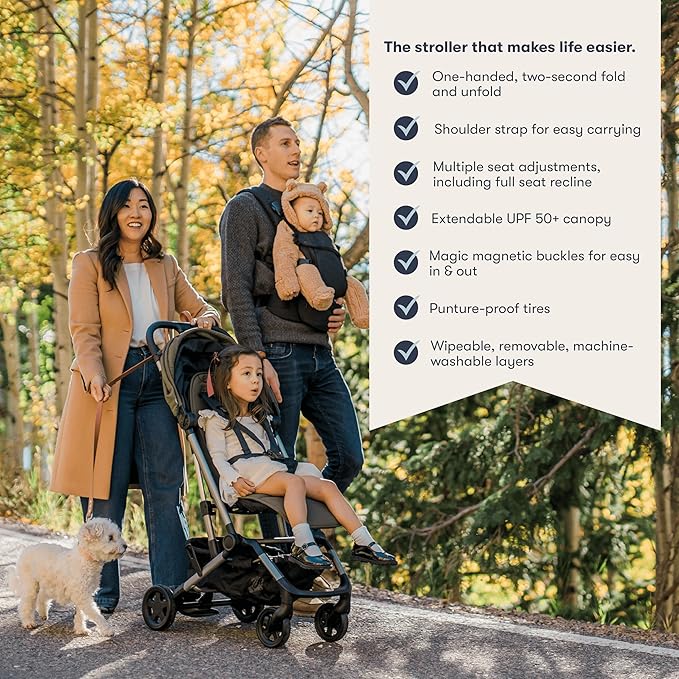Colugo Compact Stroller - One Hand Fold Lightweight, Travel, Toddler, Airplane, Foldable Stroller with Rain Cover, Backpack and Cup Holder (Olive)