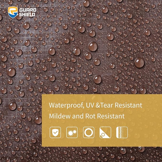 GUARD SHIELD Brown Tarp 20x20 Feet Waterproof Tarps Lightweight Camping Tarp Outdoor Multi Purpose Poly Cover 6mil