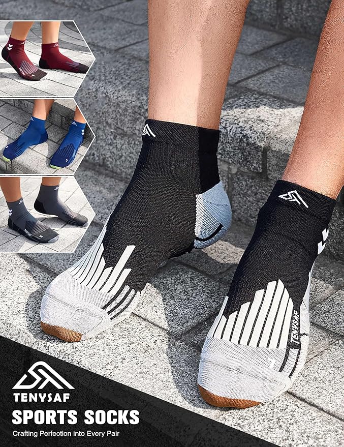 Compression Sport Running Socks: Athletic Socks for Men Women with Cushion,3 Pairs Work Hiking Basketball Ankle Socks