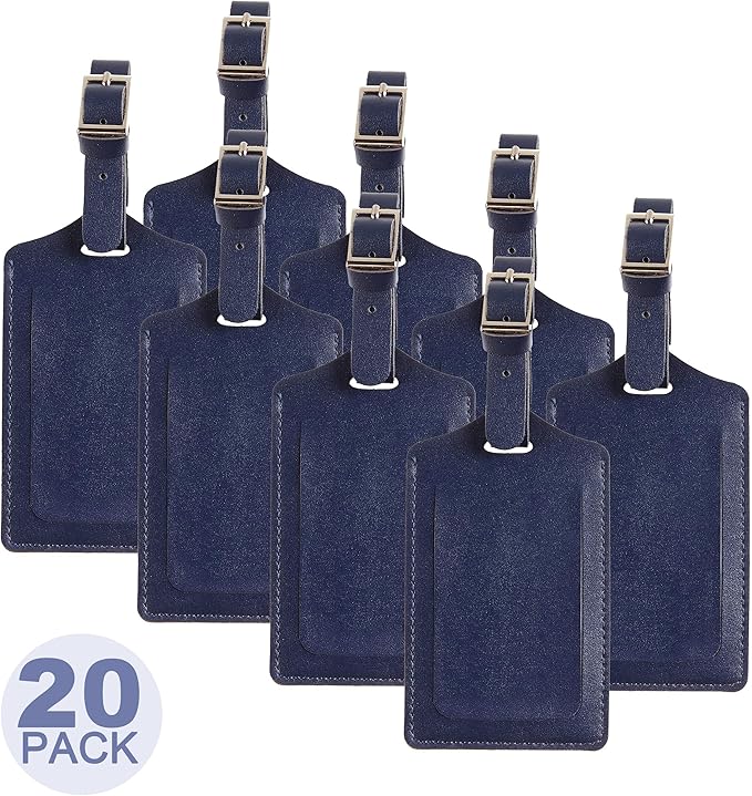 8 Pack Leather Luggage Travel Bag Tags by Travelambo