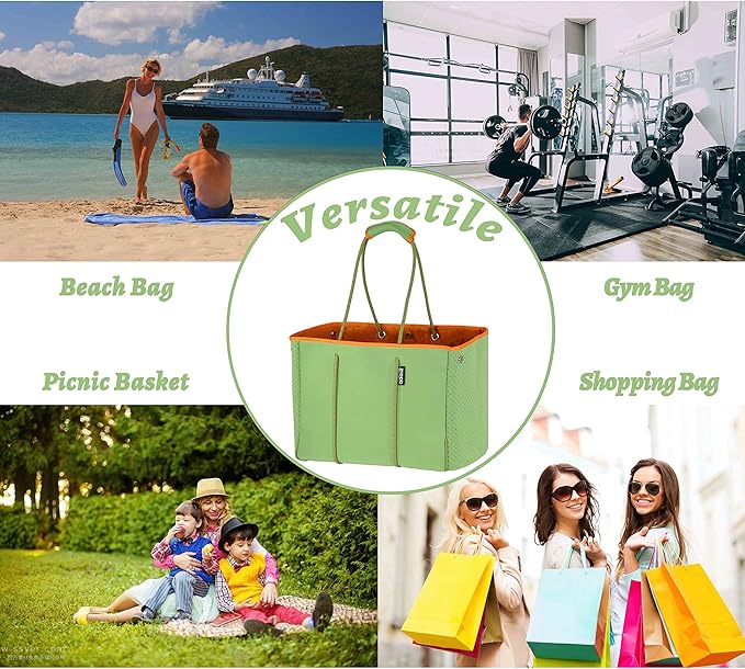 QOGiR Neoprene Multipurpose Beach Bag Tote with Inner Zipper Pocket … … … …