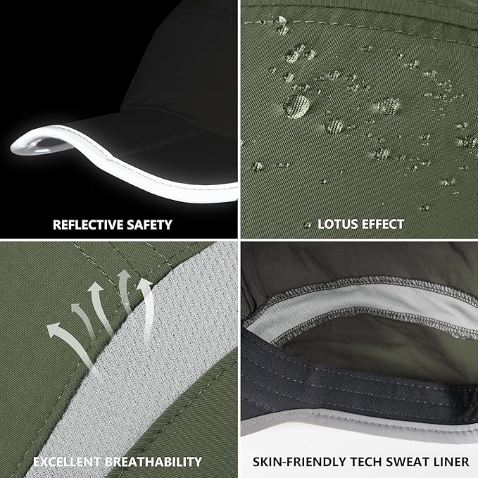 GADIEMKENSD Reflective Folding Outdoor Hat Unstructured Design UPF 50+ Sun Protection Sport Hats for Womens and Mens