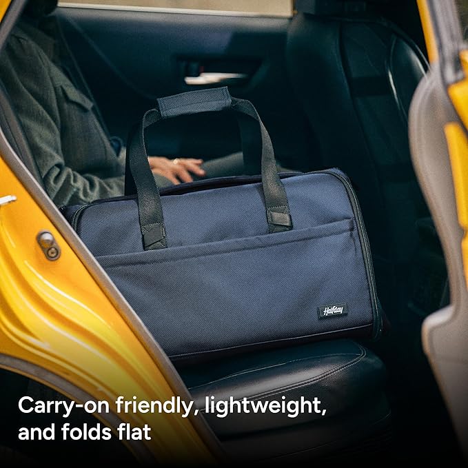 Halfday Convertible 2-in-1 Premium Garment Duffel Weekender Bag 40L | Wrinkle-Free Travel, Hanging Suit Compartment, Shoe Pockets, Trolley Sleeve. Balistic Nylon Carry-On, Pacific