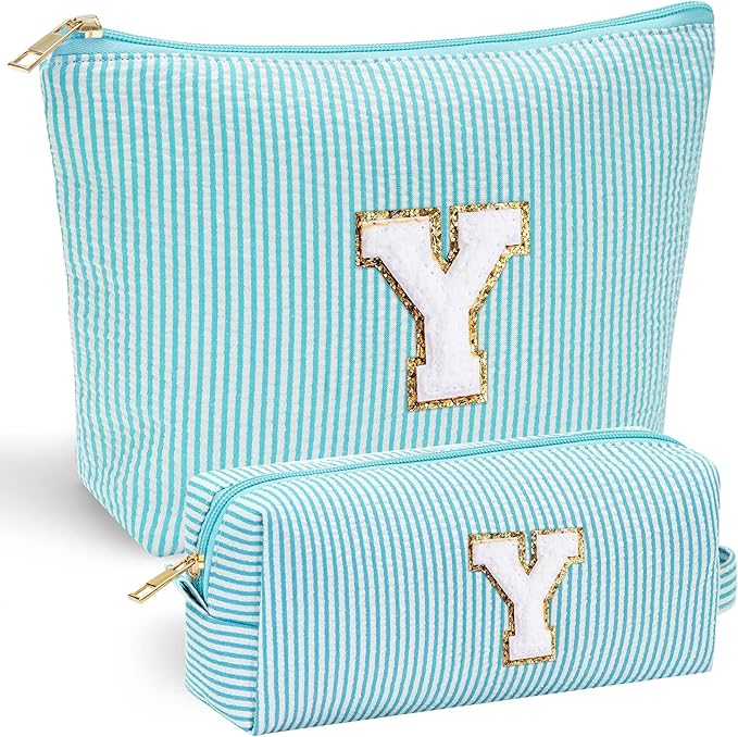 YOOLIFE Daughter Gifts Cosmetic Bag - Make Up Bag Travel Makeup Bag for Women - Personalized Bridesmaid Gifts - Letter Y