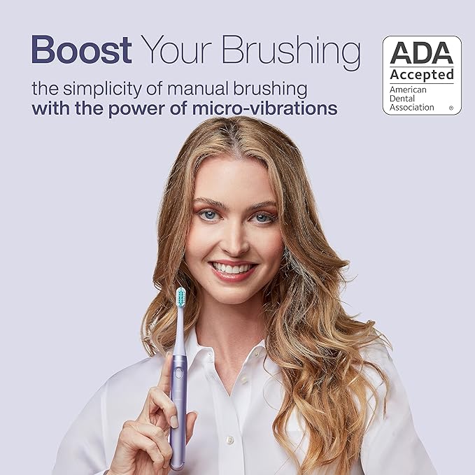 Aquasonic Icon ADA-Accepted Rechargeable Toothbrush | Magnetic Holder & Slim Travel Case | 2 Brushing Modes & Smart Timers | Gentle Micro-Vibrations (Lilac)