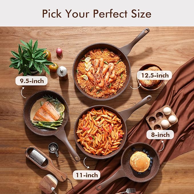 SENSARTE Nonstick Frying Pan Skillet, Granite Coating Omelette Pan, Healthy Stone Cookware Chef's Pan PFOA Free, Toffee Brown (11 Inch)