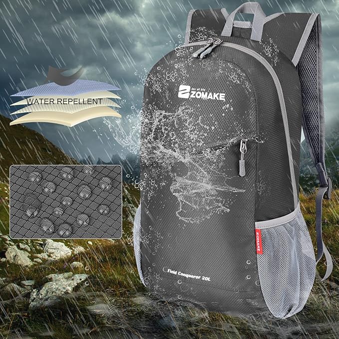 ZOMAKE Lightweight Packable Backpack 20L, Foldable Backpacks Small Daypack for Hiking Water Resistant Day Bag for Travel