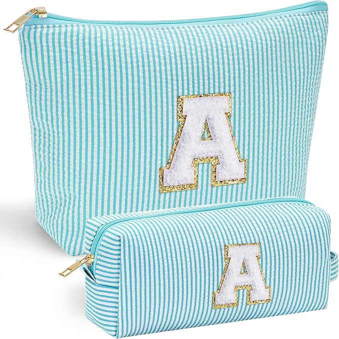 YOOLIFE Skincare for Girls 10-12 - Personalized Initial Makeup Bag丨Cosmetic Bag丨Travel Toiletry Bag丨Birthday Gifts for Women Her Bridesmaid Friend Wife Girlfriend Daughter Teacher Birthday Gifts A
