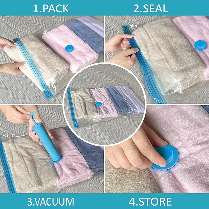 Vacuum Storage Bags, 10 Jumbo Space Saver Bags with Pump, Space Bags, Vacuum Sealer Bags for Clothes, Comforters, Blankets, Bedding