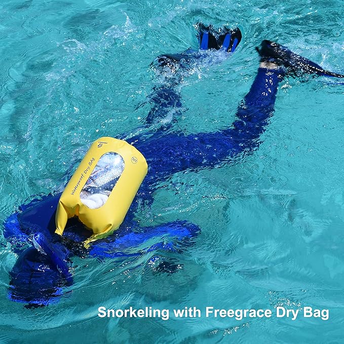 Freegrace Waterproof Dry Bags Set Of 3 Dry Bag With 2 Zip Lock Seals & Detachable Shoulder Strap, Waist Pouch & Phone Case - Can Be Submerged Into Water - For Swimming (Black, 10L)