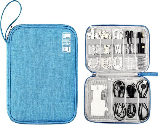 CILLA Travel Cord Organizer Case, Portable Waterproof Storage Bag for Charger, Cord, USB, Power Bank, Earphone, SD Card, Travel Essentials