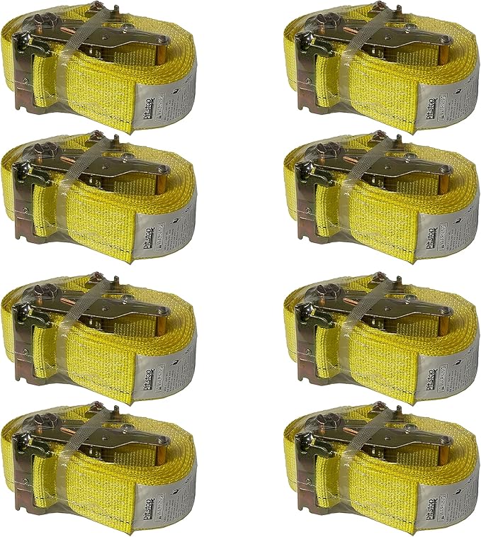 8 Pack Ratchet Strap 2" x 16' E Track Heavy-Duty Cargo Tie Downs 4400LBS