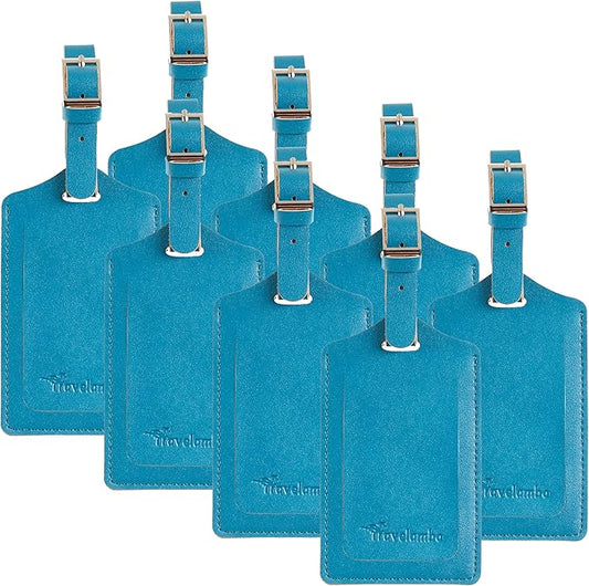 8 Pack Leather Luggage Travel Bag Tags by Travelambo