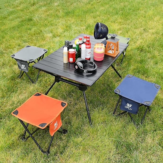 Opliy Camping Stool, Folding Small Chair Portable Camp Stool for Camping Fishing Hiking Gardening and Beach, Camping Seat with Carry Bag (Orange)