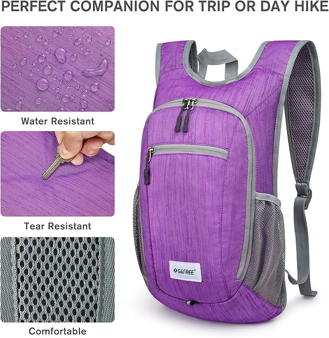 G4Free 10L/15L Hiking Backpack Lightweight Packable Hiking Daypack Small Travel Outdoor Foldable Shoulder Bag