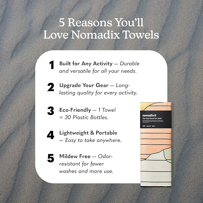 Nomadix Original Towel - Perfect for Beach, Pool, Travel, Camping, Yoga - Made with Recycled Materials - Super Absorbent - Sand Resistant