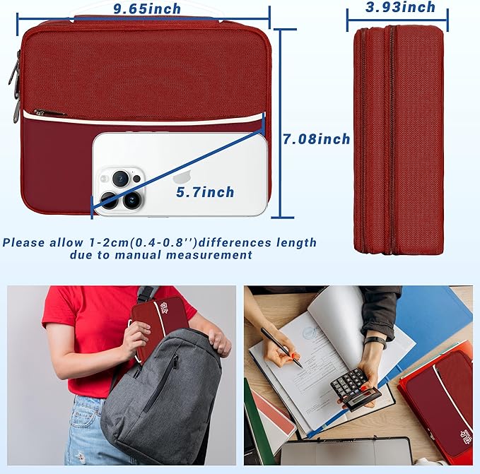 Electronics Organizer,Travel Cord Organizer Pouch, Portable Cable Organizer Bags, Waterproof Electronic Accessories Storage Case for Cables, Cords, Charger, Phone (Double Layer-Winered)