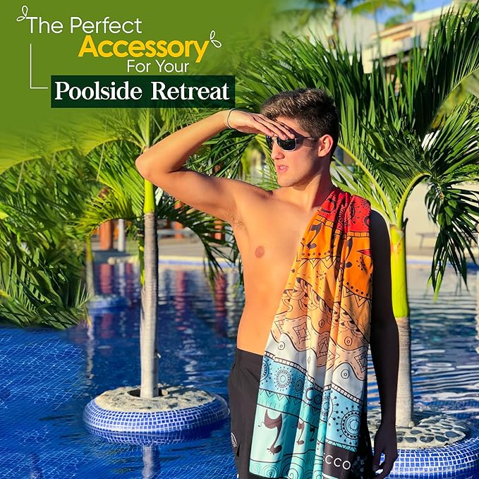ECCOSOPHY Microfiber Beach Towel - Sand Free Towels are Quick Dry, Light Weight, Super Absorbent - Perfect Pool, Travel, Cruise, Camping Essentials - Oversized Extra Large for Adults 71x35 in