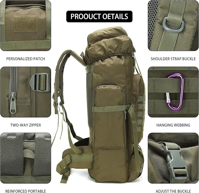 Hiking Backpack for Men 70L/100L Camping Backpack Military Rucksack Molle 3 Days Assault Pack for Climbing