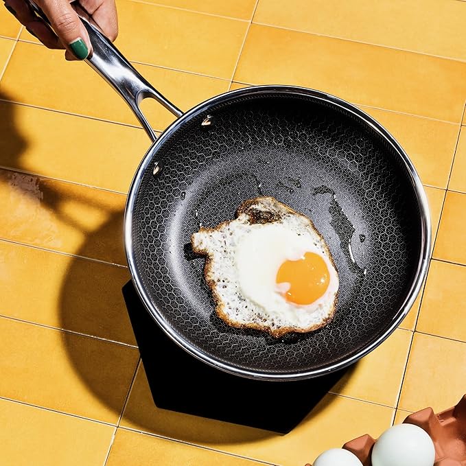 HexClad Hybrid Nonstick 7-Inch Frying Pan, Stay-Cool Handle, Dishwasher-Friendly, Oven-Safe Up to 900°F, Induction Ready, Compatible with All Cooktops