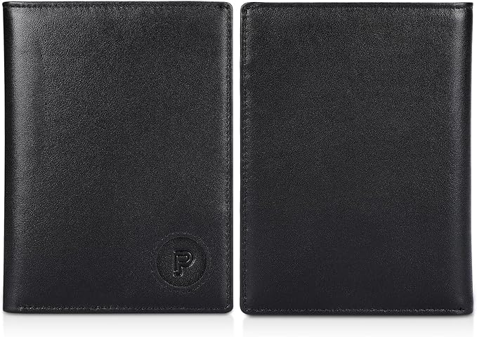 Polare Luxury RFID Blocking Leather Passport Holder Travel Wallet For Men and Women (Black/Brown with AirTag Slot)