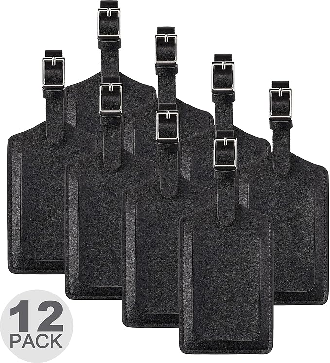 8 Pack Leather Luggage Travel Bag Tags by Travelambo