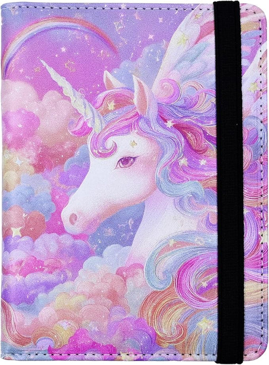 Passport Holder for Women and Men PU Leather Passport Cover for Travel (White Horse)