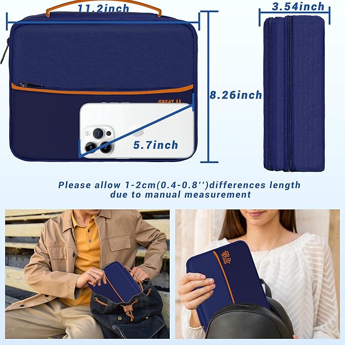 Electronics Organizer,Travel Cord Organizer Pouch, Portable Cable Organizer Bags, Waterproof Electronic Accessories Storage Case for Cables, Cords, Charger, Phone (Three Layer-NavyBlue)