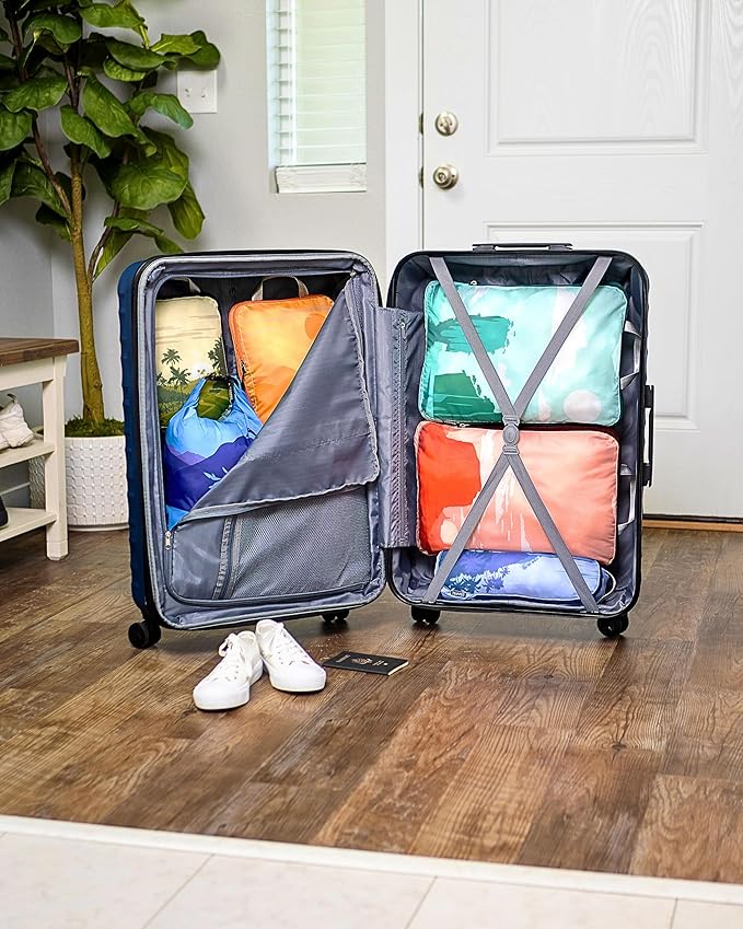 Large Compression Packing Cubes for Travel-Packing Cube Luggage Organizers 7 Piece Set for Checked Luggage-Ultralight, Expandable/Compression Bags by TRIPPED Travel Gear (Landscape)