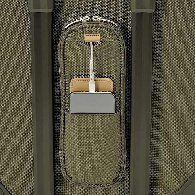 Briggs & Riley 21" Global Carry On Expandable Spinner - Luggage for International Travel, Suitcases with Wheels, Softside Rolling Bag for Men & Women, Self-Repairing Zipper- Baseline Collection, Olive