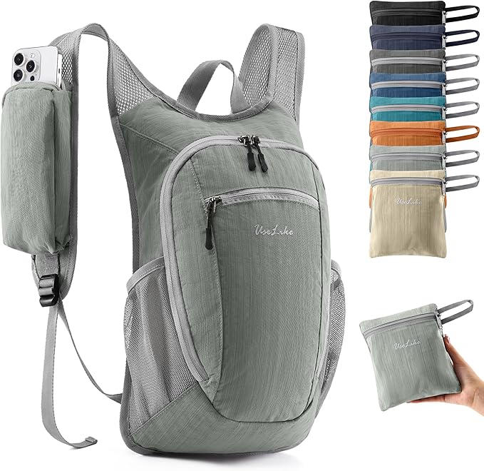 10L Small Hiking Backpack Travel Daypack Lightweight Packable Back Pack for Women Men(Light Grey)