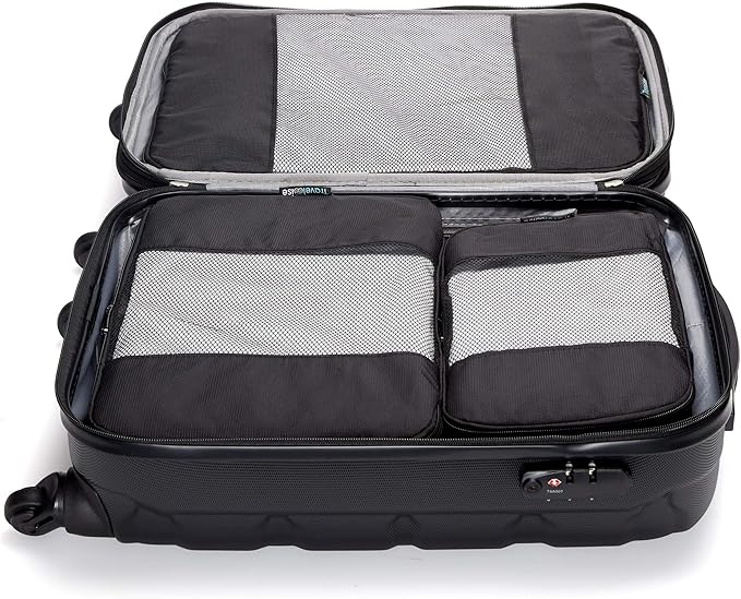 TravelWise Packing Cube System - Durable 5 Piece Weekender Plus Set (Black)