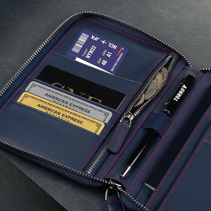 TORRO Travel Wallet – Genuine Leather Travel Organiser with Passport Holder and Detachable Cardholder
