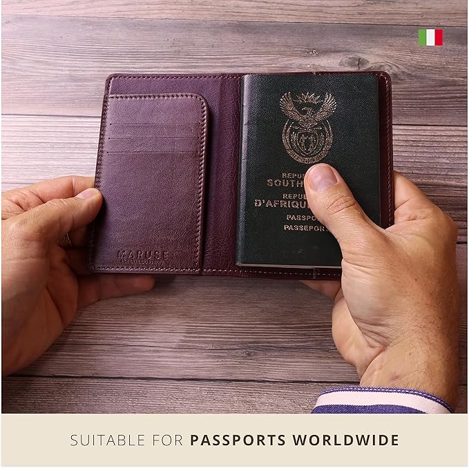 Maruse Italian Leather Passport Cover for Men and Women, Handmade in Italy