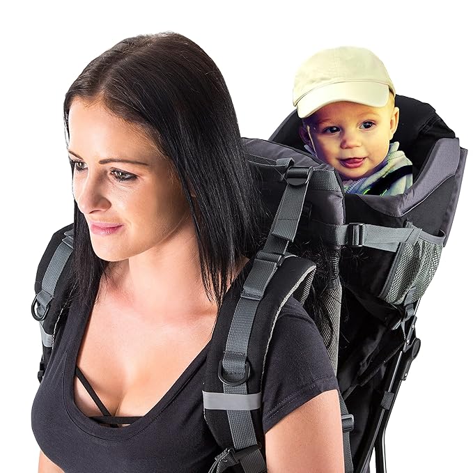 Hiking Baby Carrier Backpack - Comfortable Toddler/Baby Backpack Carrier System with Diaper Change Pad, Insulated Pocket + Rain and Sun Hood to Protect Your Child