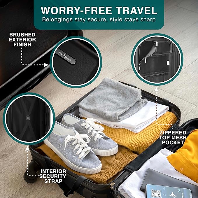 24 Inch Luggage with Spinner Wheels, Hard Shell Suitcase with TSA Locks for Luggage, Travel Large Suitcase, Expandable Hard Shell Suitcases, Black