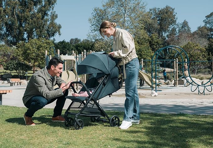 Inglesina Quid³ Stroller, Astral Blue - Compact Reclining Travel Stroller for Baby & Toddler 0-55 lbs, One Hand fold, Car seat Compatible, Airplane Overhead, Lightweight, Foldable, XL UPF 50+ Canopy