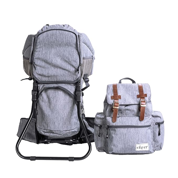 ClevrPlus Urban Explorer Child Carrier Hiking Baby Backpack, Heather Gray
