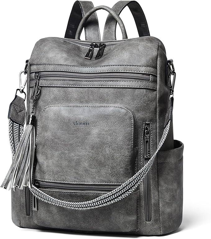 Shrrie Vegan Leather Laptop Backpack for Women 15.6 inch Work Backpack Fashion Travel Backpack Purse for Travel College Work