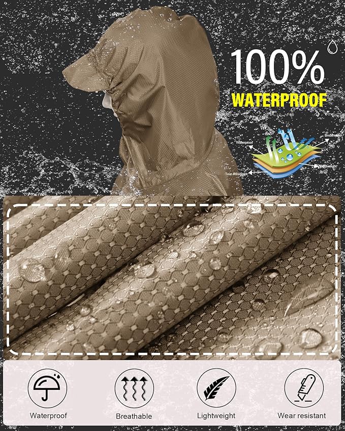 iCreek Hooded Rain Poncho with Pocket Waterproof Lightweight Unisex Raincoat Jacket for Hiking, Camping, Outdoor