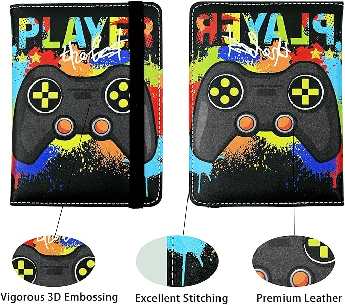 Game Passport Holder for Women and Men PU Leather Passport Cover for Travel