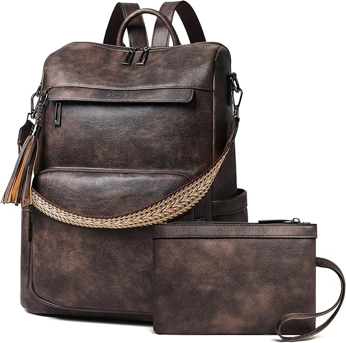 Shrrie Vegan Leather Laptop Backpack for Women 15.6 inch Work Backpack Fashion Travel Backpack Purse for Travel College Work