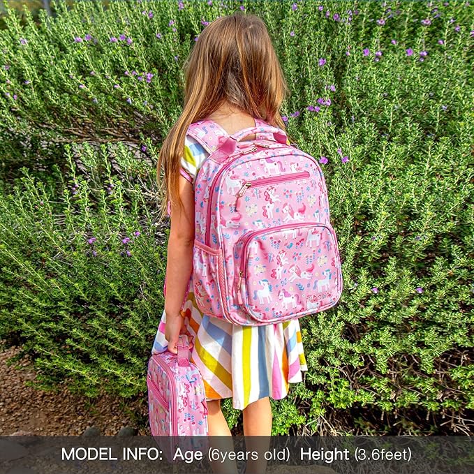 mibasies Girls Backpack 5-8: Lightweight Kids Backpacks for Girls - Girl Bookbag for Elementary School - Flower Unicorn