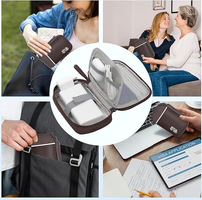 Electronics Organizer,Travel Cord Organizer Pouch, Portable Cable Organizer Bags, Waterproof Electronic Accessories Storage Case for Cables, Cords, Charger, Phone (Single Layer-Small-Brown)