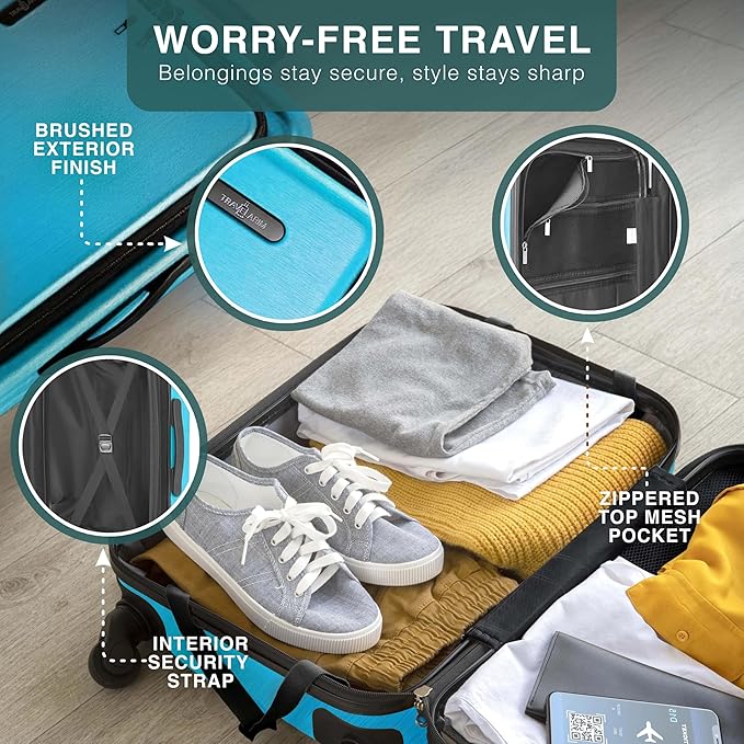 28 Inch Luggage with Spinner Wheels, Hard Shell Suitcase with TSA Locks for Luggage, Travel Large Suitcase, Expandable Hard Shell Suitcases, Teal