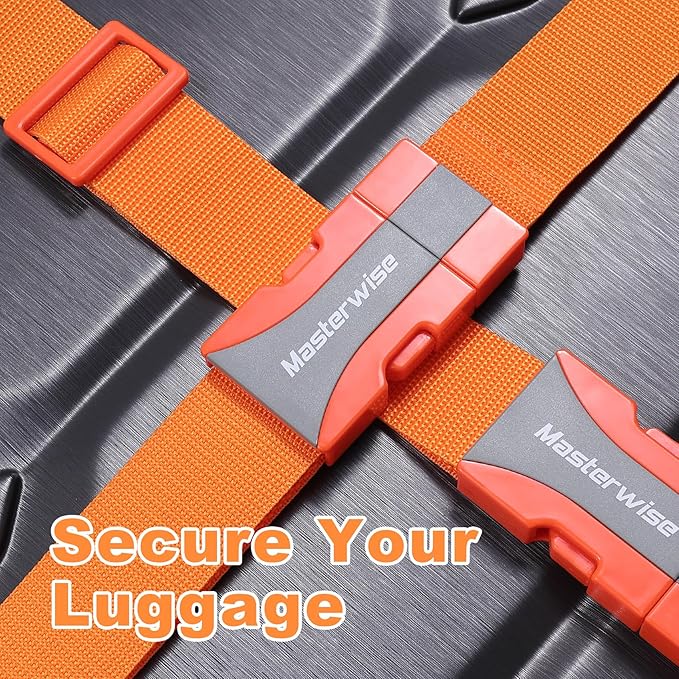 Buckle Straps with Clips, Adjustable Nylon Strap with Buckle, Packing Straps, Orange (79”, 4pcs)