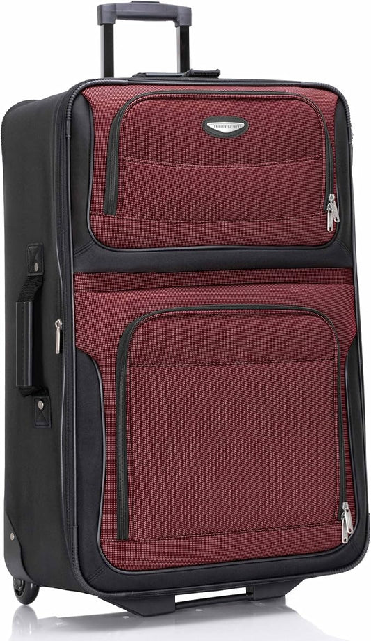 Travel Select Amsterdam Softside Expandable Rolling Luggage, Lightweight 2-Wheel Check-In Suitcase with Push-Button Handle, Burgundy, 29" Large