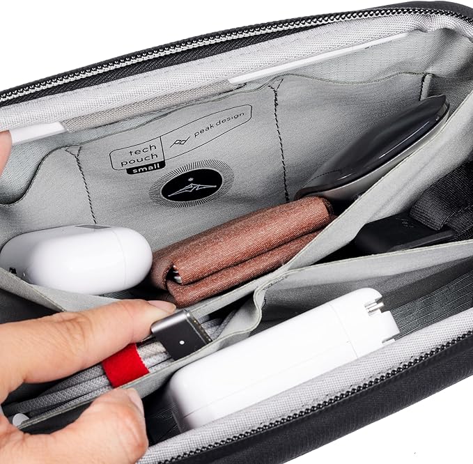 Peak Design Small Tech Pouch, Coyote, Ocean Edition, Electronics Organizer for Travel or Everyday Carry, Origami-Style Storage, Cable Pass-Through, Weatherproof, Gear Carry Bag for Men and Women